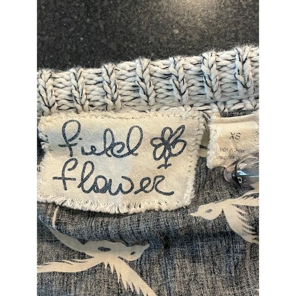 Anthro Field Flower Cardigan Womens XS Lined Bird Print BOHO 100% Cotton - Picture 4 of 11